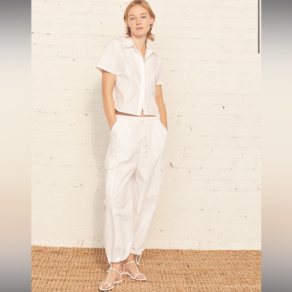 Stateside structured poplin drawstring cargo pant